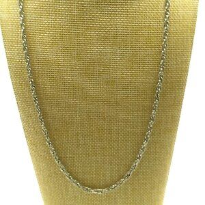 Silver-Tone Rope Chain Necklace Diamond Cut Twisted Link Unisex